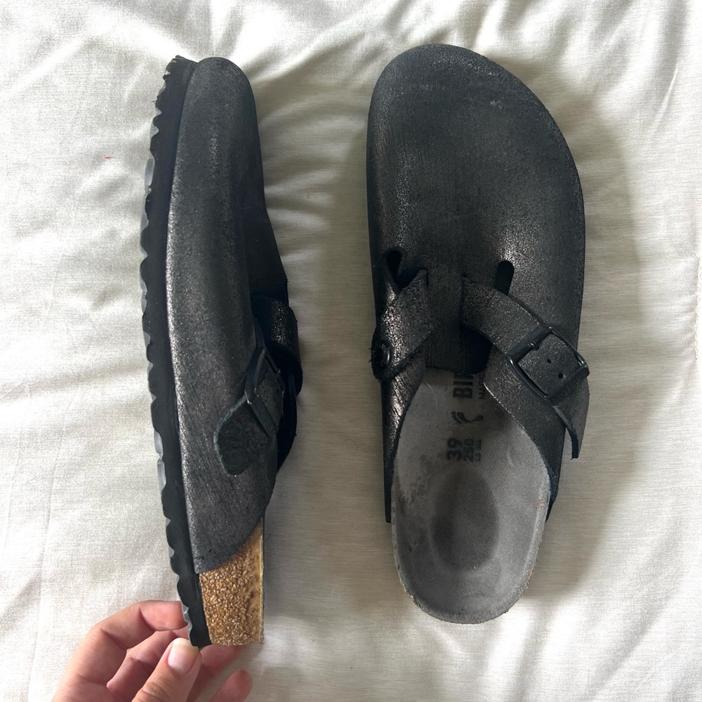 Boston Birkenstock Clog Size 39 Womens Black Worn Once- Women’s Size 8-8 1/2